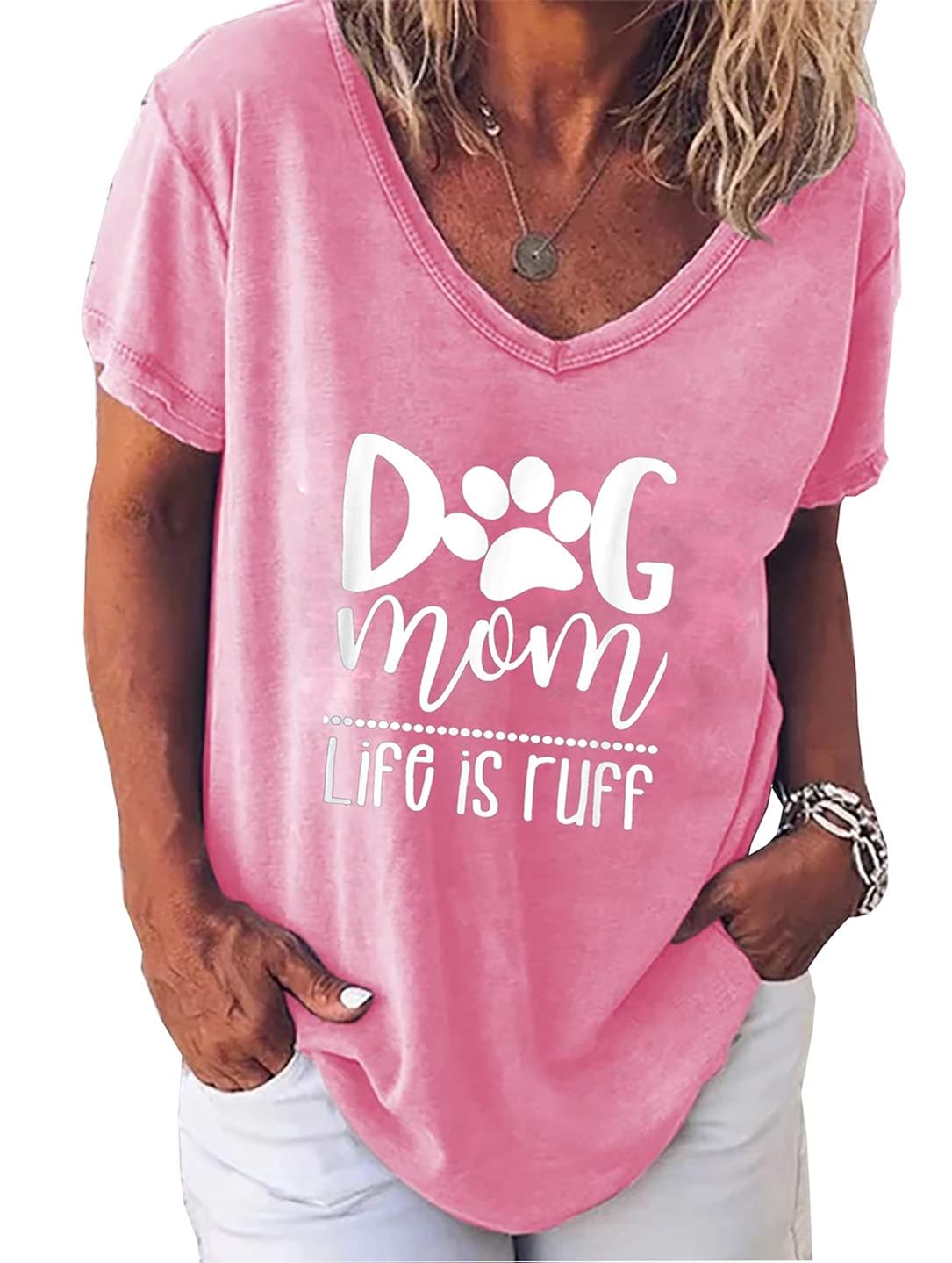 Dog Mom Life is Ruff TShirt for Women's Funny Dog Lover Graphic Tees
