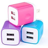 Wall Charger, Vifigen 3-Pack USB 2.1AMP Universal Power Home Travel Wall Charger Dual Port Plug for iPhone 7/7 plus 6/6 plus 5S 5 4S Samsung S5 S4 S3, Note 5, HTC, LG and More Device