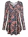 Becanbe Women's Vintage Long Sleeve V Neck Pleated Tunic Shirt