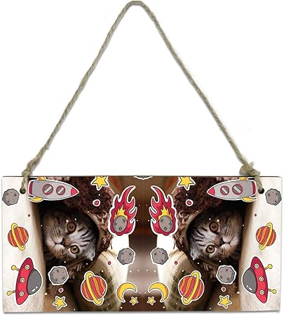 Amazon ドアプレート 猫 イラスト 宇宙惑星 レターボード ウェルカムボード ミニ黒板 ポップボード クローズ 看板 お店看板 メニューボード Diy おしゃれ 木製 吊り下げタイプ x10cm 店舗看板 文房具 オフィス用品