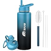 Insulated Water Bottle 40 oz, Triple Wall Vacuum Stainless Steel(Cold for 48 Hrs),Leak Proof & BPA-Free,Simple Modern Water Bottle with Drink-Through Lid & Flip Straw for Sports & Travel, Indigo-Black