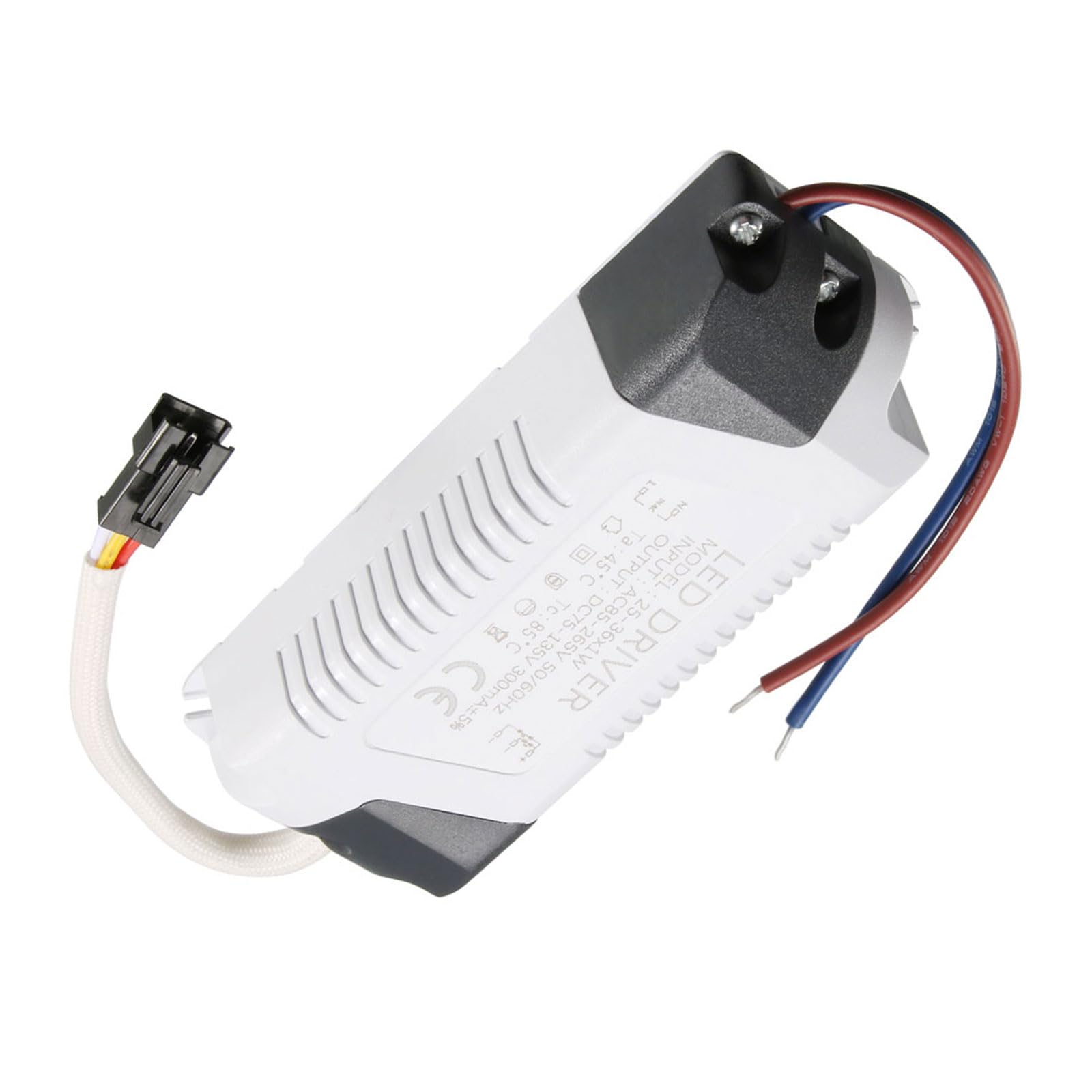 YOKIVE 25-36W Constant Current 300mA LED Driver, AC 85-265V Come with DC Connector | Short Circuit Protection, Great for LED Display (Output 75-135V)