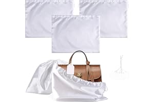 AOFEGRLT 3 Pack Dust Bags for Handbags, Drawstring Purse Dust Bags, Silk Cotton Purse Covers Shoe Storage Bag(White, M-19.6 × 15.7 in)