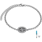 MEIDERBO Birth Flower Urn Bracelet for Ashes for Women 925 Sterling Silver Cremation Bracelet Memorial Keepsake Jewelry for Human Ashes