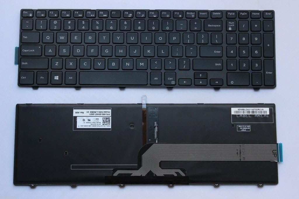 New Laptop US Black Backlit Keyboard with Frame for Dell