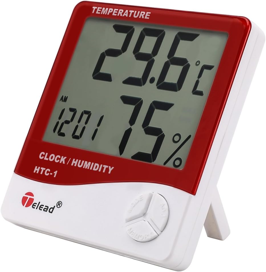 Indoor Digital Hygrometer Thermometer, Thermometer Humidity Gauge Monitor Meter with Large LCD Display, Min/Max Records,℃/℉ Switch, Alarm Clock for Home Office Baby Room Bedroom Warehouse Basement