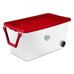 Sterilite 2 Pack Wheeled Storage Box, Large Clear