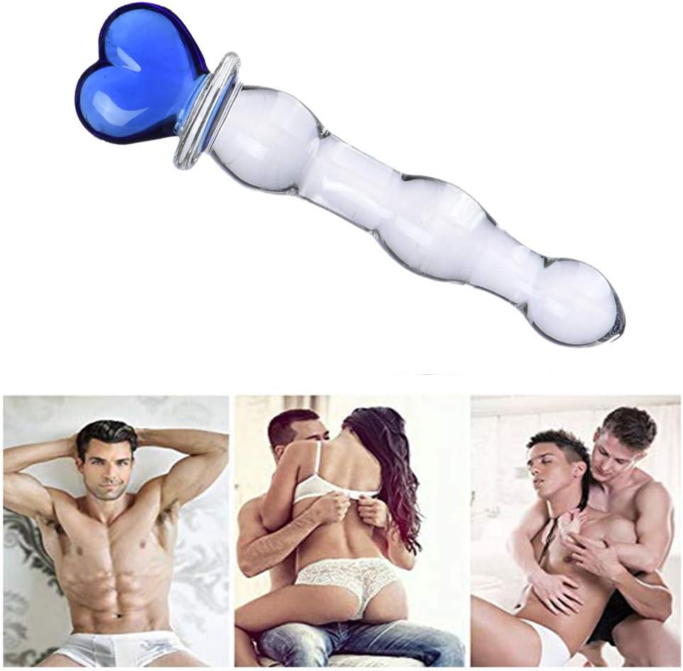 Butt Trainer Toys T-Shirt Crystal Glass Pleasure Wand Anales Trainer for Beginner - Best Device for Gift to Her Blue By FunD