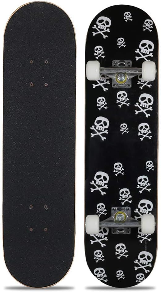 MAOMAO Complete Skateboard 31" X 8" Skateboard Deck, Double Kick 7 Layer Maple Wood Adult Tricks Skate Board for Beginner, d