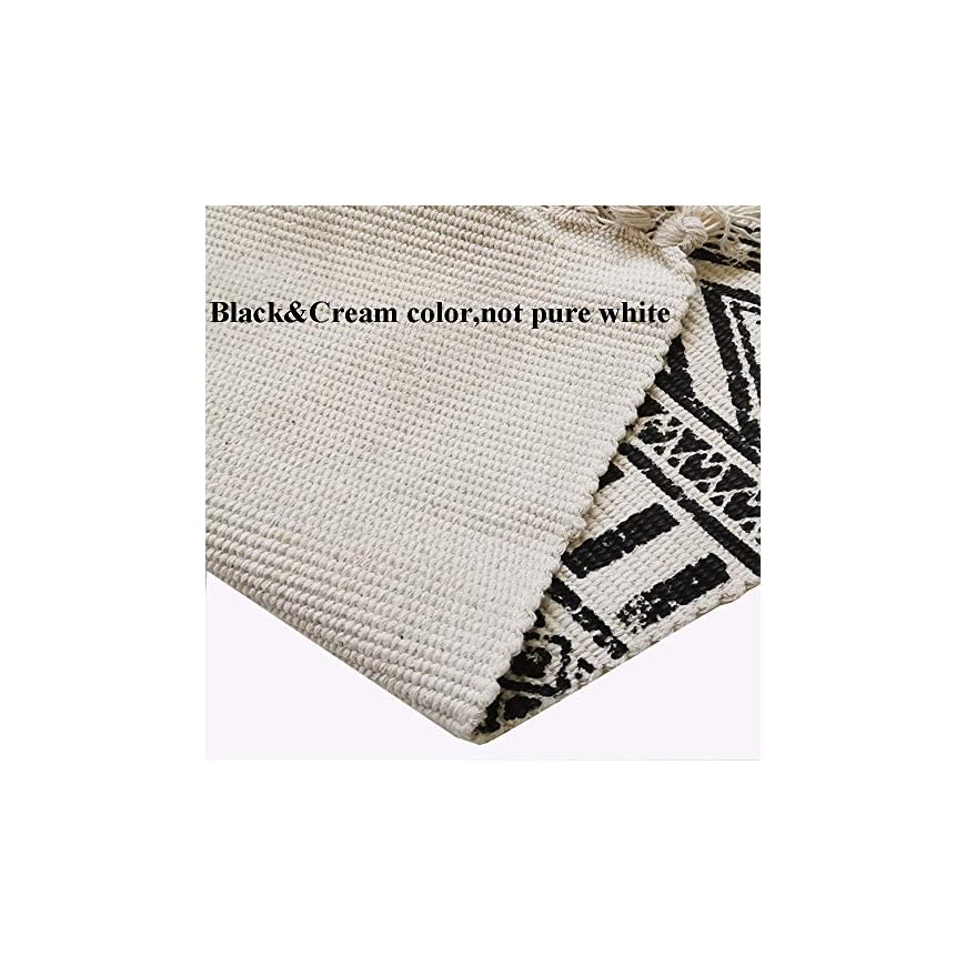 HEBE Cotton Area Rug Set 2 Piece 2'x3'+2'x4.2' Machine Washable Black