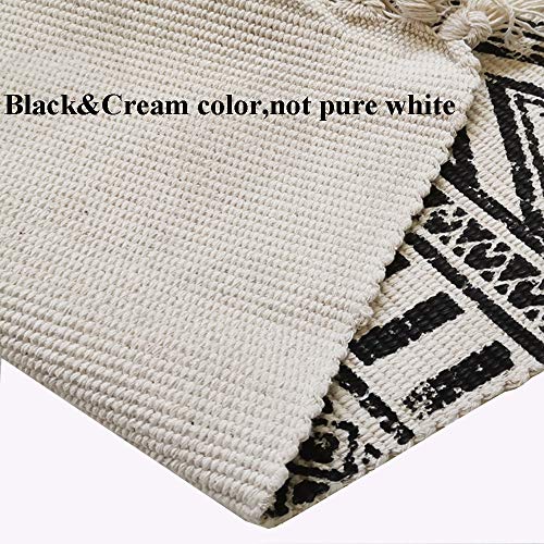 HEBE Cotton Area Rug Set 2 Piece 2'x3'+2'x4.2' Machine Washable Black