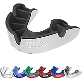 OPRO Sports Mouth Guard Silver Level – Moldable, Multi-Layer Protection for Boxing, Hockey, Rugby, MMA, Jiu Jitsu, UFC & Football – Includes Mouth Guard Case (Youth, White/Black)