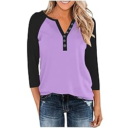 Womens 3/4 Sleeve Tops and Blouses Plus Size
