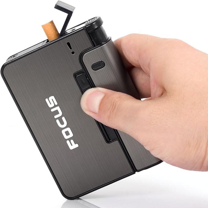 FOCUS Aluminium Alloy Automatic Cigarette Case Box Lighter