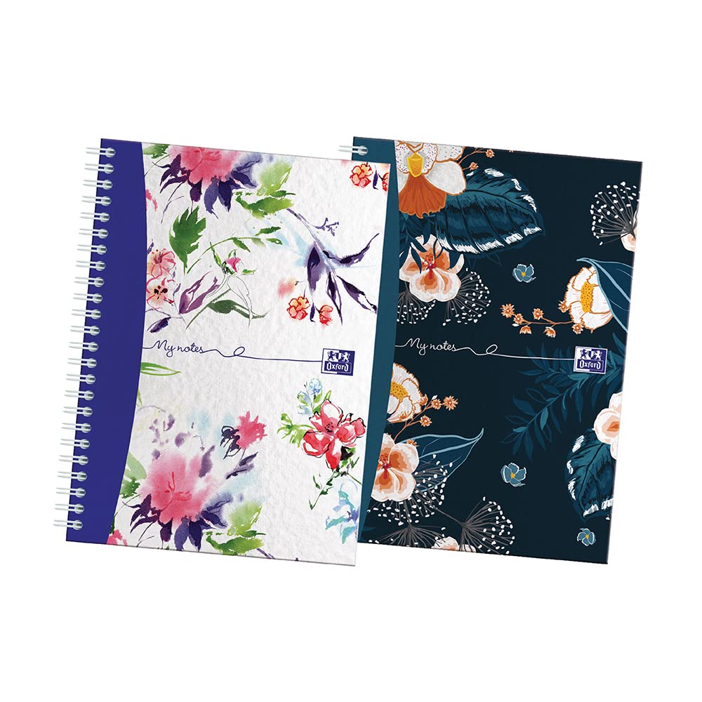 Oxford Botanics Twin Pack, A5 Hard Cover Wirebound Notebook, Ruled with Margin, 140 Pages, Scribzee Enabled