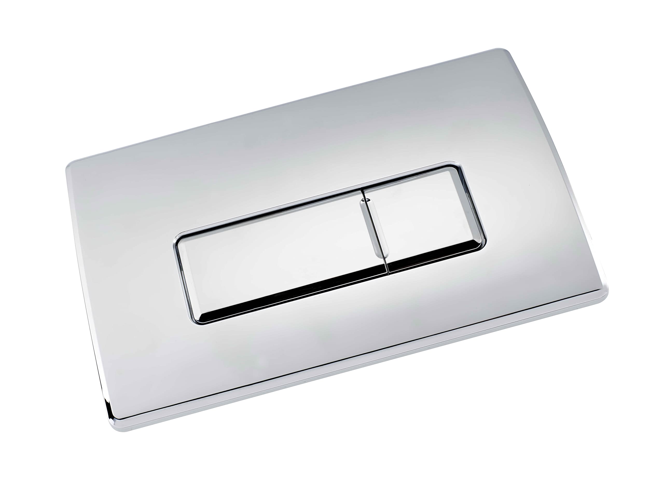 Excel Home Toilet Flush Plate Replacement - Dual Button Toilet Flush Plates - Pneumatic Technology - Fingerprint Resistant Compatible with Air Houses - Rectangular Push Button Design (Chrome)