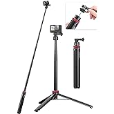 57in Extendable Selfie Tripod for Action Cameras - ULANZI Go Quick II Long Action Camera Stick Tripod Quick Release Adapter Vlog Handle Grip for GoPro Hero Series