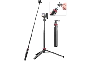 ULANZI SELECT 57in Extendable Selfie Tripod for Action Cameras - ULANZI Go Quick II Long Action Camera Stick Tripod Quick Release Adapter Vlog Handle Grip for GoPro Hero Series
