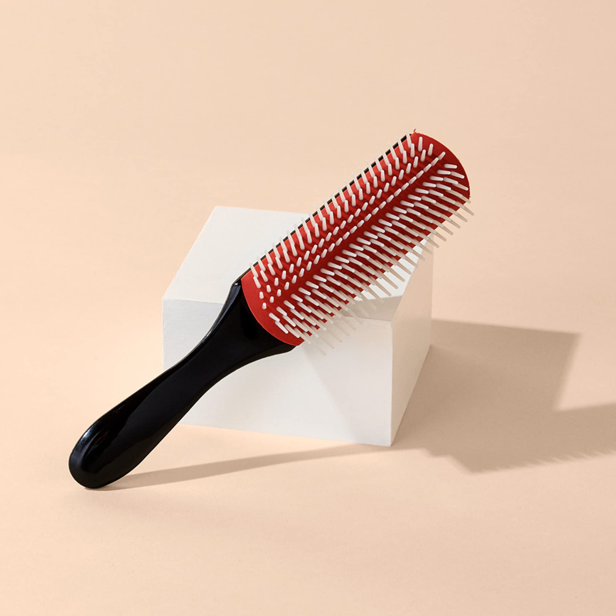 Diane Pro Nylon Pin 9 Row Styling Brush for Detangling, Separating, Shaping, and Defining Wet or Curly Hair, Heat-Resistant, Anti-Static, Black/Red
