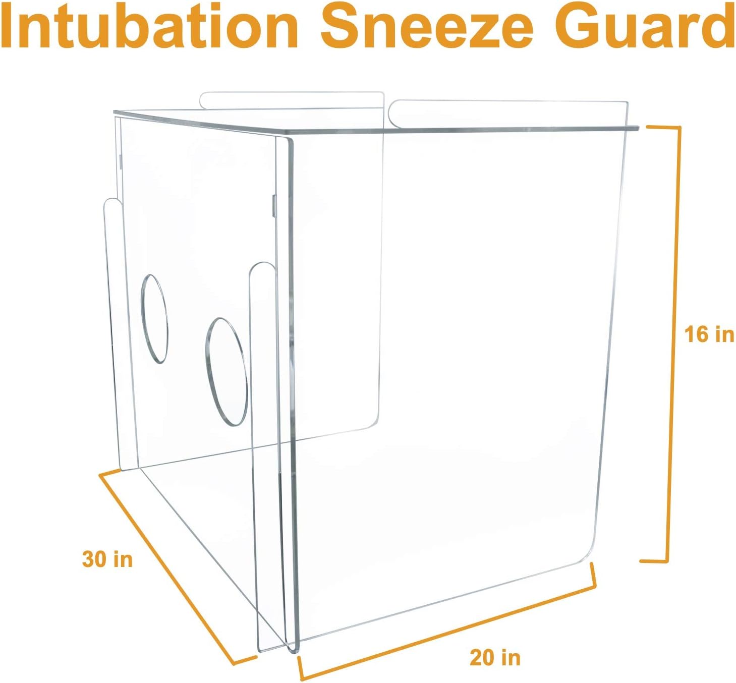 Aerosol Containment Intubation Box - Clear Shield Healthcare Professionals & Patients - Acrylic Plexiglass Sneeze Guard for Healthcare Professionals & Patients - Made in The USA