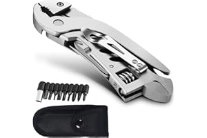 dpnao Multitool Wrench With 7 Tools/Pliers/Wire Cutter/Flat Screwdriver/Phillips Screwdriver/Portable Folding Multifunctional Adjustable Multi Purpose Stainless Steel Tool