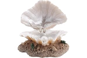 EECOO Aquarium Decoration Coral Reef Aerating Action Ornament Fish Tank Durable Simulation Resin Shell Pearl Bubbler Decor Ornaments