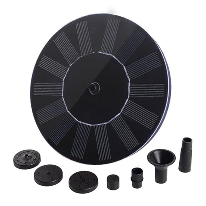 JenK Cing Solar Springbrunnen Garten mit 1.4W Monokristalline Solar Panel für Gartenteich oder Springbrunnen (Schwarz)