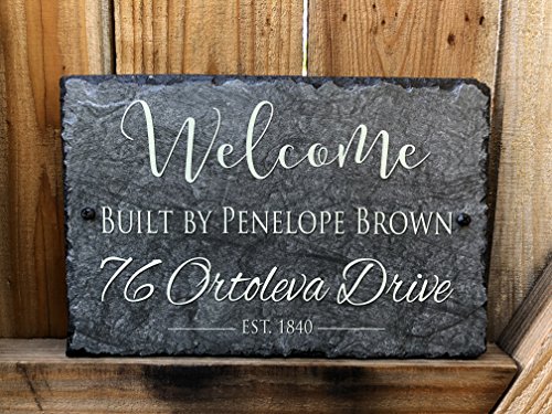Sassy Squirrel Handcrafted and Personalized Slate House Number Sign (12"x8")