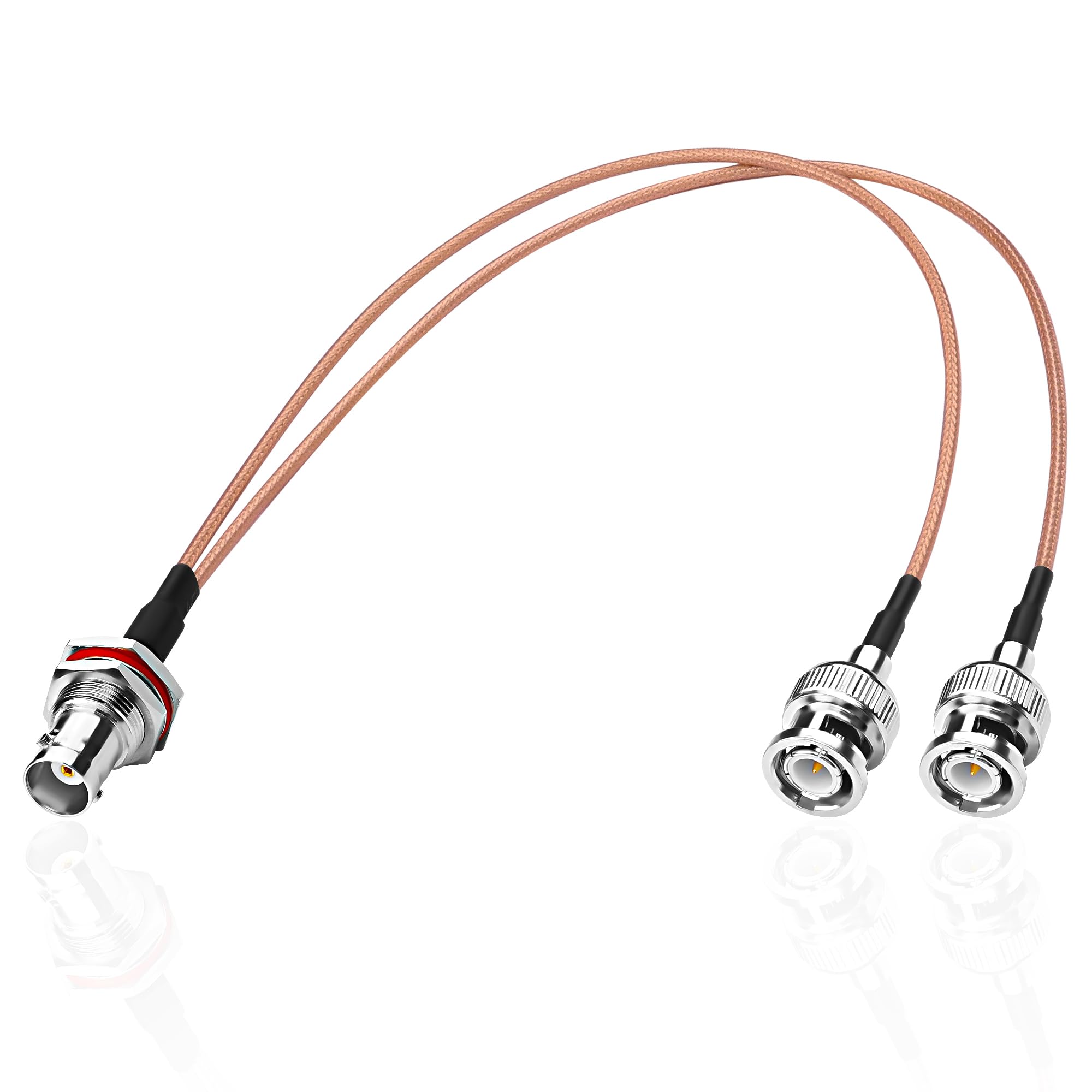 MEIRIYFA RG316 BNC Splitter Coax Cable, BNC Female to Dual Male 50 Ohm Y Splitter Coaxial Connector Extension Cable for Cameras, Video Equipmen, CCTV System (34CM)