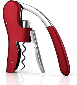 Drincarier Wine Bottle Opener kit-[2020 Upgraded] Zinc Alloy Wine Corkscrew Set with Foil Cutter, Pour Wine Device, Vacuum Wine Stopper (Red)