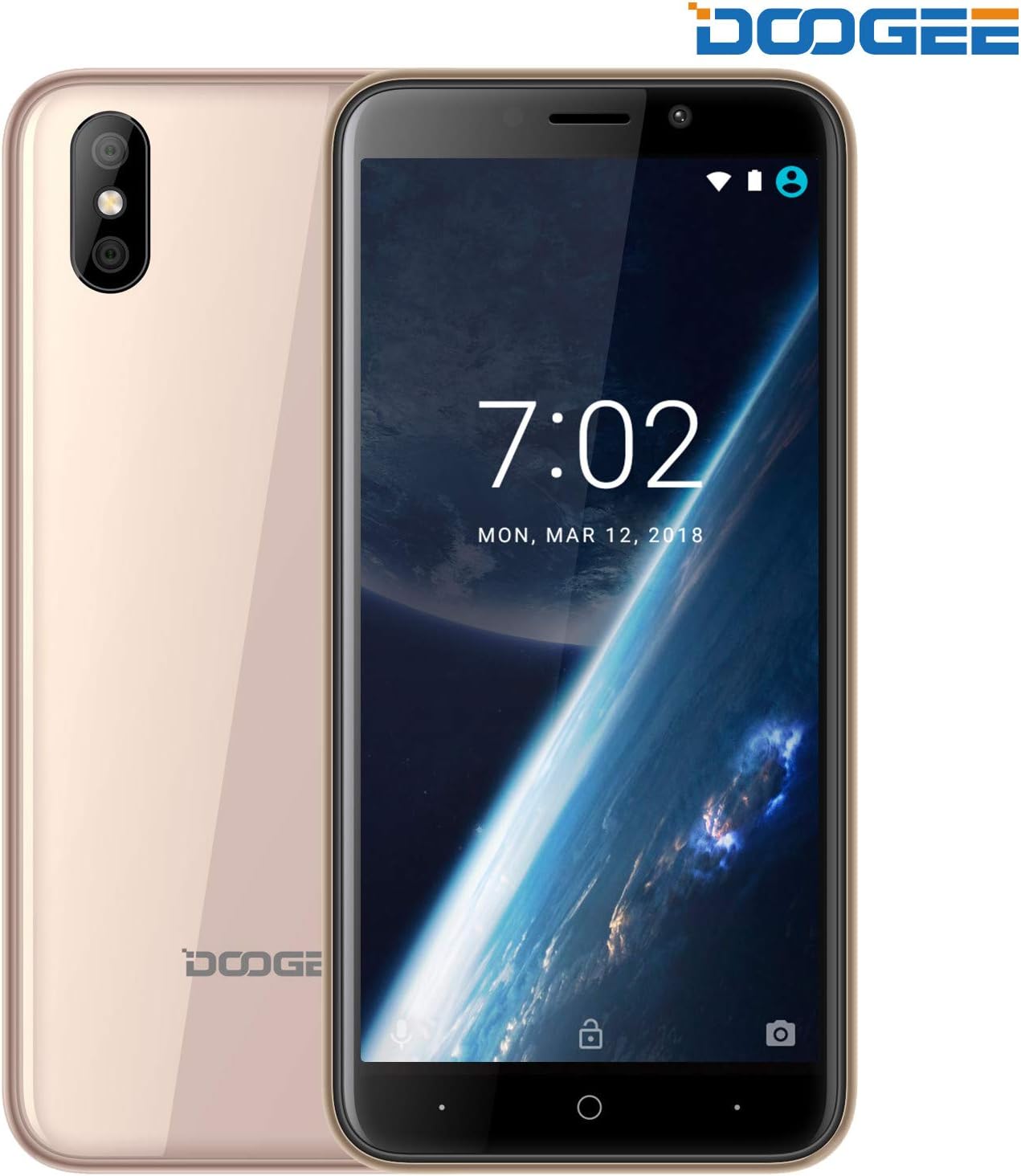 DOOGEE X50L Dual SIM Free Mobile Phones 4G - 5.0 Inch 18:9 Display, Unlocked Smartphone Android 8.1, 1GB RAM+16GB ROM Quad-Core Phone, Dual 5.0MP Rear Cameras, 2000mAh Battery- Gold