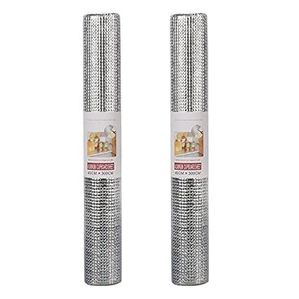 HOKIPO Aluminium Shelf Liner for Cupboards (Silver) - Pack of 2