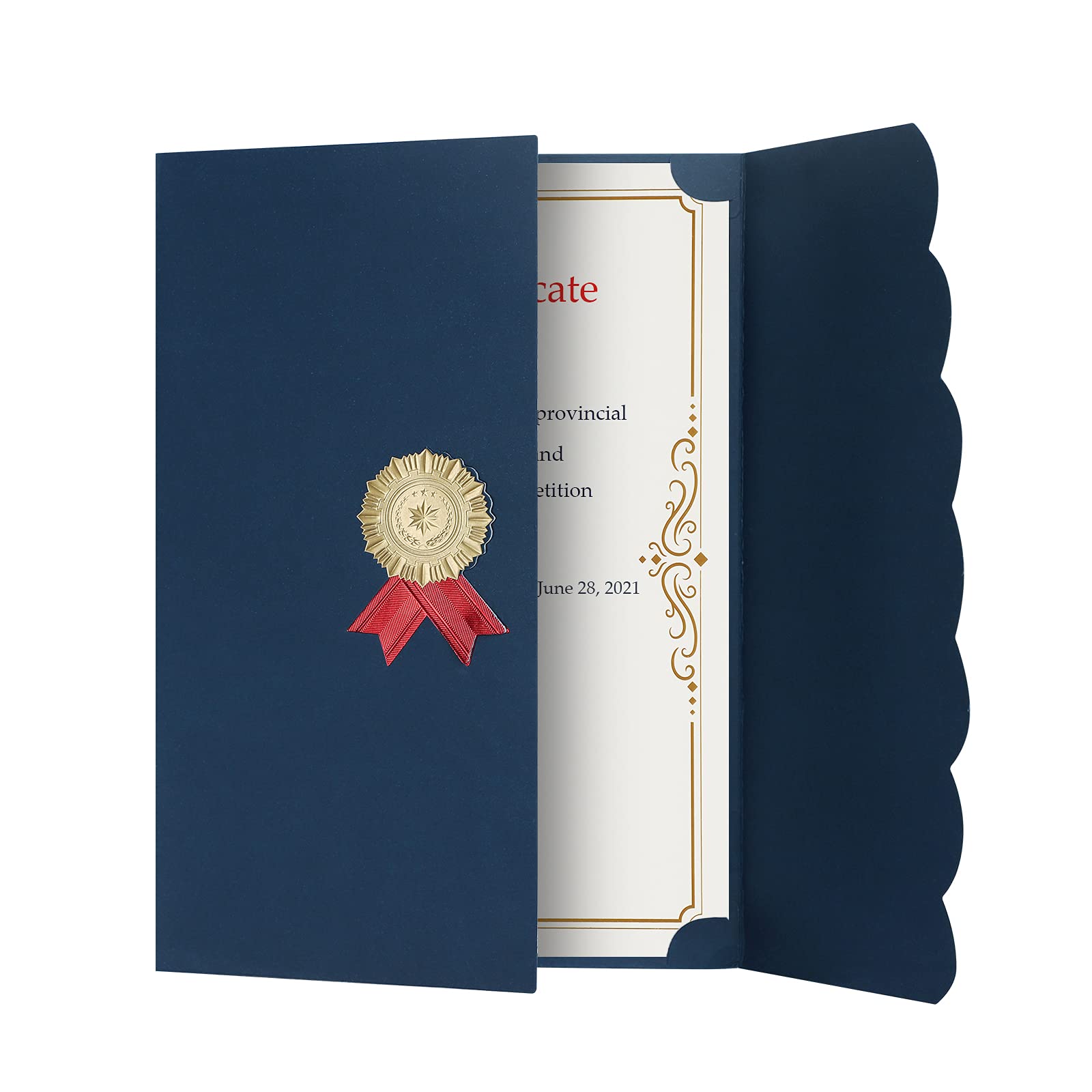HKSICHENGKEJIUK 5Pcs A4 Certificate Award Diploma Cover Tri-Fold Paper Certificate Holder Cover Protector for Graduation Invitation Recognition Certificates Documents File Contract