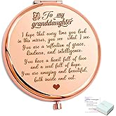 Kcsznk to My Granddaughter Gifts from Grandma You're Amazing and Beautiful Pocket Mirror,Hand Engraved Compact Mirror Gifts for Granddaughter Birthday, Christmas, Graduation