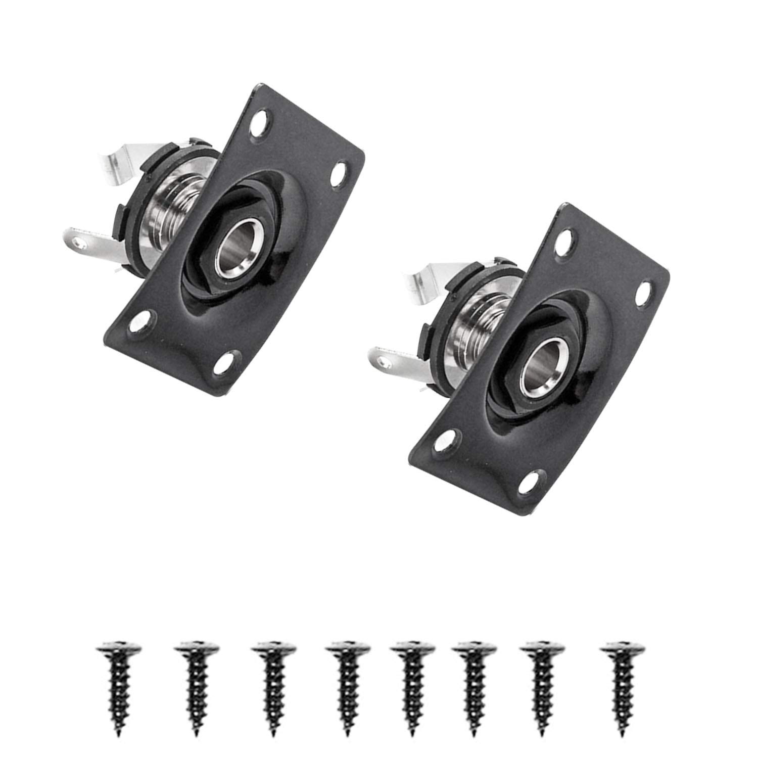 1/4''Square Jack Output Plate Socket for Electric Guitar(Pack of 2) (Black)