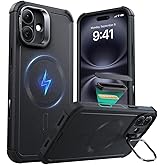 ESR for iPhone 16 Plus Case with Stash Stand, Camera Control, 23FT Military-Grade Shock-Absorbing Drop Protection, Compatible with MagSafe Accessories, Magnetic Cyber Series, Black
