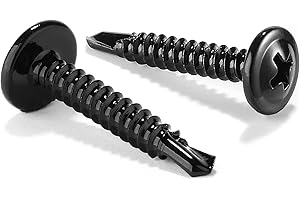#8 x 1 Sheet Metal Screws 100Pcs 410 Stainless Steel Truss Head Fast Self Tapping Screws Black Oxide by SG TZH