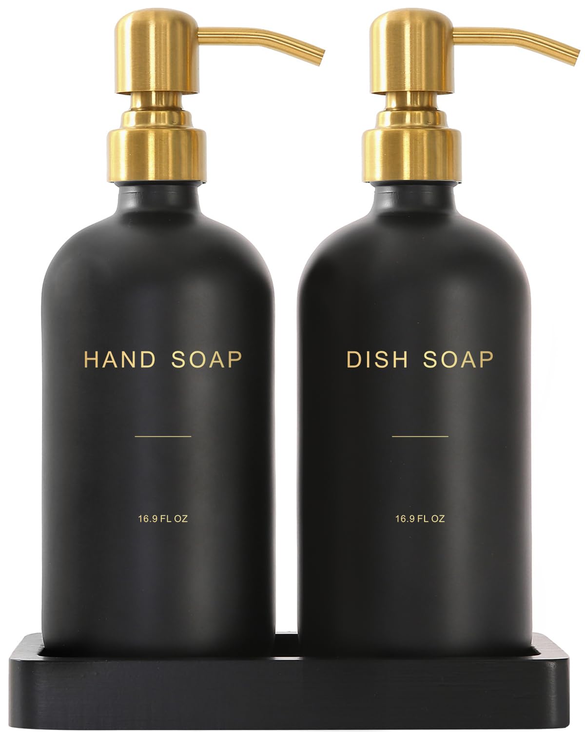 Photo 1 of Prus Waso Black Soap Dispenser for Kitchen Sink, Hand and Dish Soap Dispenser with Stainless Steel Pump, Perfect for Gold Kitchen Accessories. (Gold & Black)