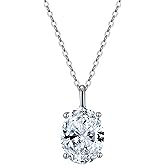 Bellitia Jewelry Rose/White/14K Gold Plated Sterling Silver Oval Cut Gemstone Pendant Necklace for Women, Cubic Zirconia Solitaire Anniversary Promise Necklace Set