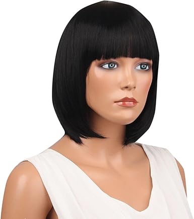 Amazon Com Suppion Women Short Straight Full Bangs Bob Hairstyle