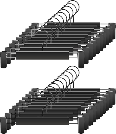 GUANJUNE 20 Pack Clothes Hangers Space Saving 360° Swivel Clips Black