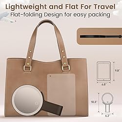 Travel Makeup Mirror with Lights, Lightened 10X/1X