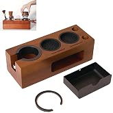 VOURMIO Wooden Espresso Tamping Station for 51-54mm &amp; 58mm Portafilters | 8-in-1 tamping station with adjustable height for level tamping, magnetic storage box and accessory organizer