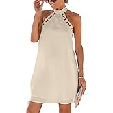 CUPSHE Women's Dress Halter Lace Trim Summer Beach Vacation Flowy Mini Dress 2025 Fashion