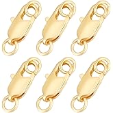Beebeecraft 1 Box 20Pcs Gold Lobster Claw Clasps Real 18K Gold Plated Brass Small Lobster Clasps with Jump Ring Rectangle Trigger Lobster Connector for Jewelry Making Supplies DIY Crafts 10.5x5x2.5mm