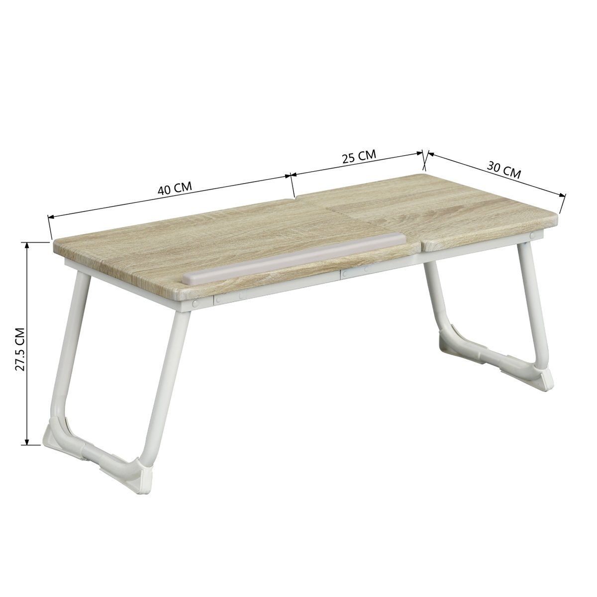 MEUBLE Cosy Laptoptisch Frühstückstablett Höhenverstellbar Betttisch Laptopständer mit klappbaren Beinen für Sofa und Bett, Naturfarben + Weiß, 65x30x27.5cm 6