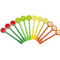 12pcs Gel Pen Black Ink Roller Marker Pen(Hard Plastic Fruit Styling)