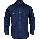 Men's Flame Resistant Work Shirt,7oz FR Twill Long Sleeve Workwear,CAT 2 Relaxed Fit Welding Shirt