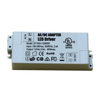 ADOGO LED Trafo 12V DC 60W Transformator Netzteil Überlastungsschutz Treiber für G4 MR11 MR16 Lampe Licht [Energieklasse A+]