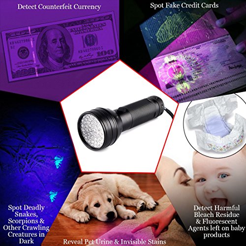 image for SunGrow UV Flashlight for Pet Urine - Handheld Blacklight for Bed Bugs